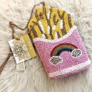 SALE! Beaded French Fries Rainbow Beaded Crossbody Bag